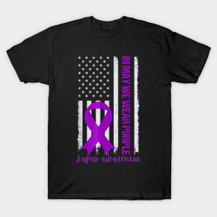 Purple up for lupus awareness US flag T-Shirt